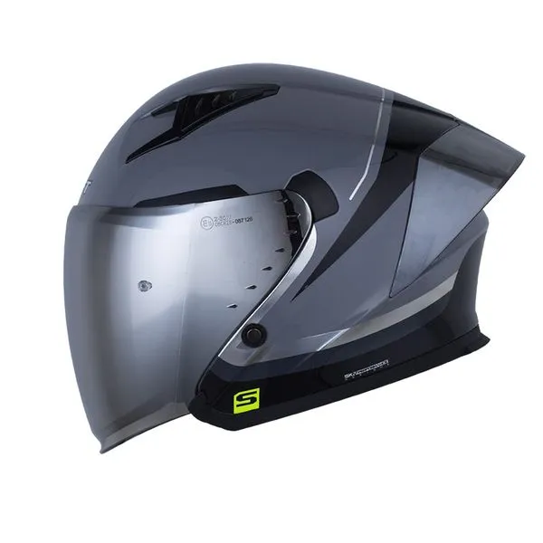 CASCO SHAFT 226 GT CREST GRIS OSCURO HOLOGRAMA SILVER BRILLANTE
