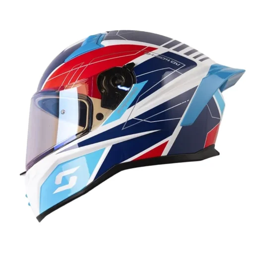 CASCO LS2 OF599 RETRO BLANCO AZUL BRILLANTE