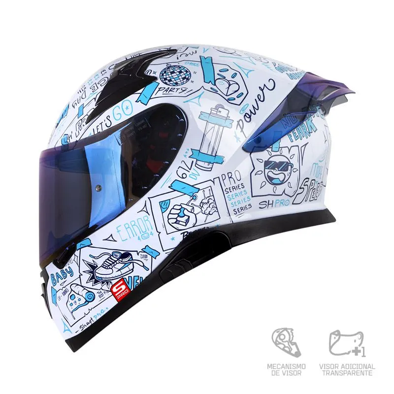 CASCO SHAFT PRO 615DV NAPA GRIS AZUL OSCURO BRILLANTE