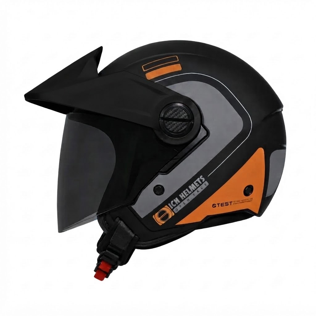 CASCO ICH 102 BLUR NEGRO GRIS OSCURO NARANJA MATE