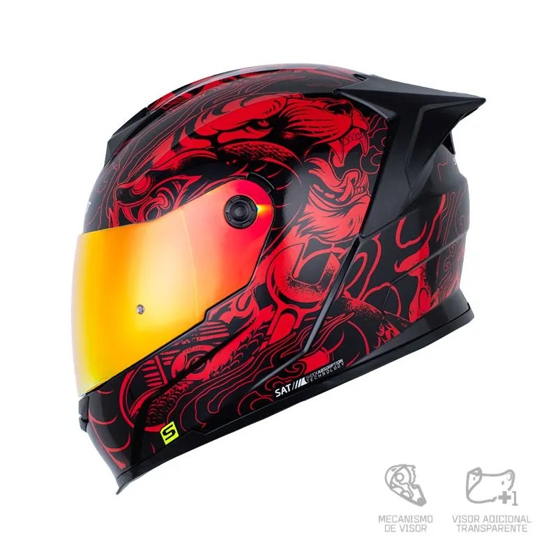 CASCO SHAFT PRO 615DV WEREWOLF NEGRO ROJO BRILLANTE