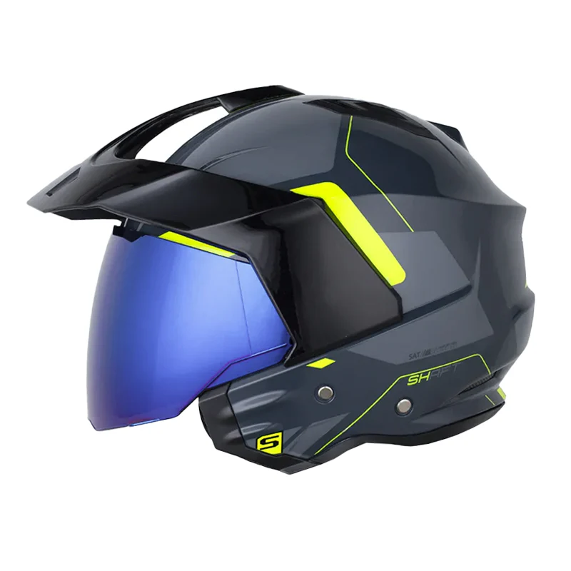 CASCO SHAFT 227 TRIAL ZANT GRIS OSCURO AMARILLO NEON BRILLANTE