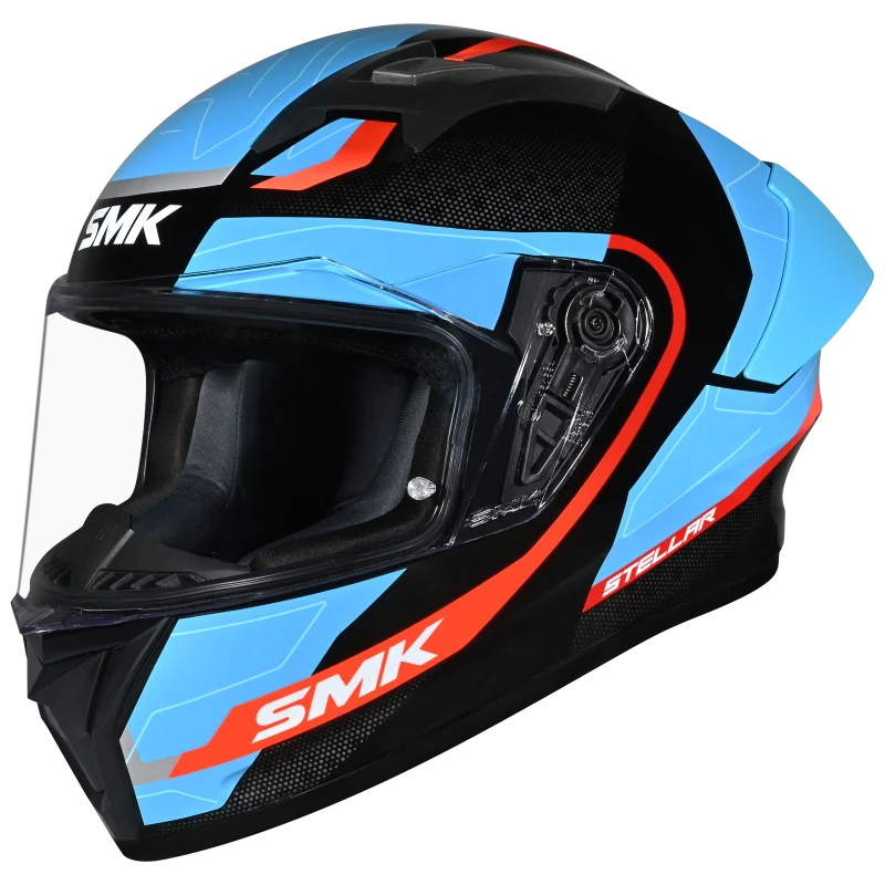 CASCO SMK STELLAR GL213 NEGRO AZUL GRIS BRILLANTE