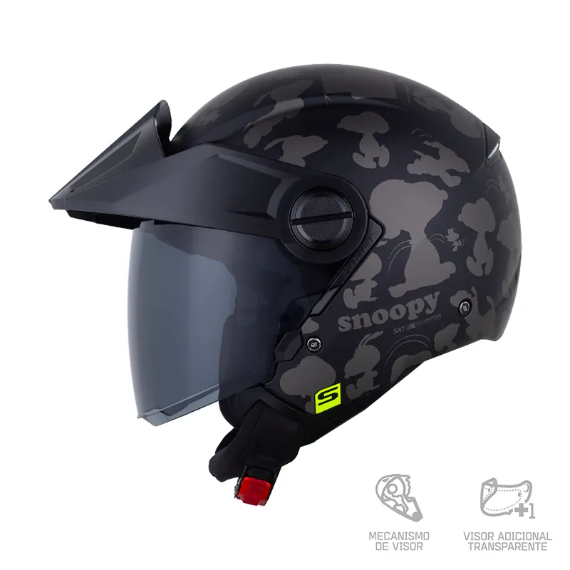 CASCO SHAFT 212 SNOOPY THE DOG NEGRO GRIS OSCURO MATE