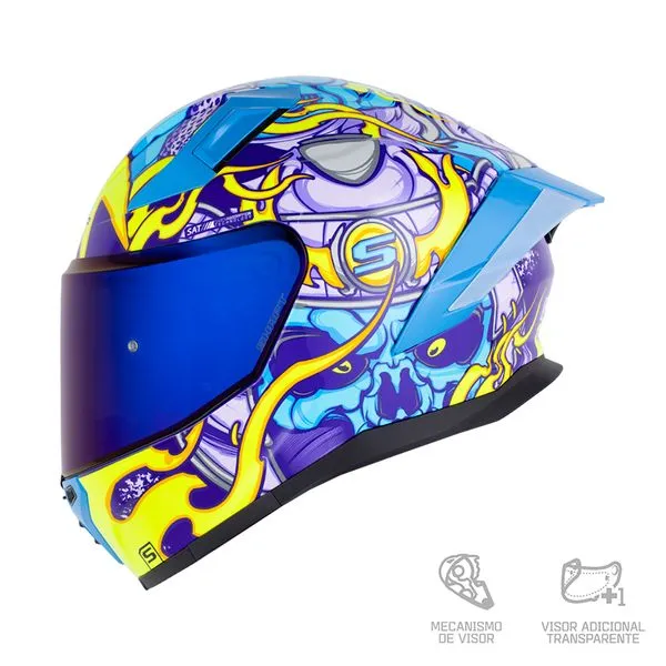 CASCO SHAFT 558SP RAWW MORADO AMARILLO NEON BRILLANTE
