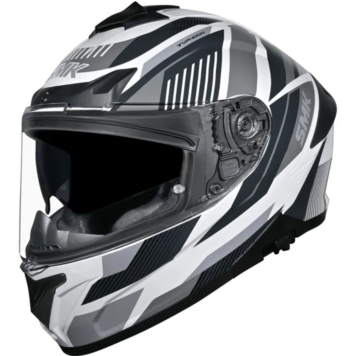 CASCO SMK TYPHOON SPARK GL162 BLANCO GRIS NEGRO BRILLANTE
