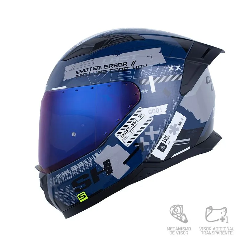 CASCO SHAFT 549SP CODEX AZUL OSCURO GRIS BRILLANTE