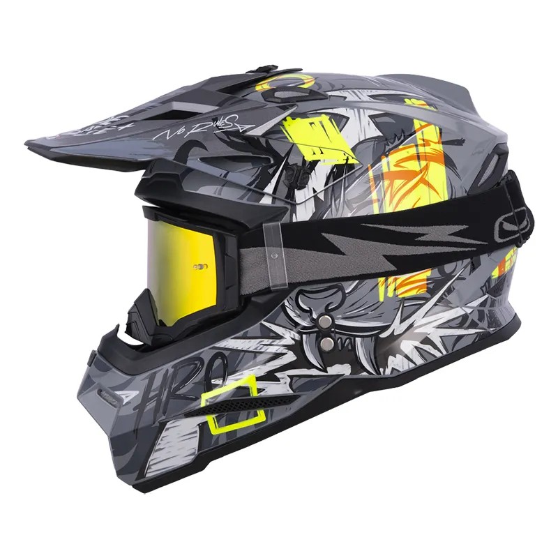 CASCO HRO MX03 TAIGA GRIS OSCURO GRIS CLARO BRILLANTE