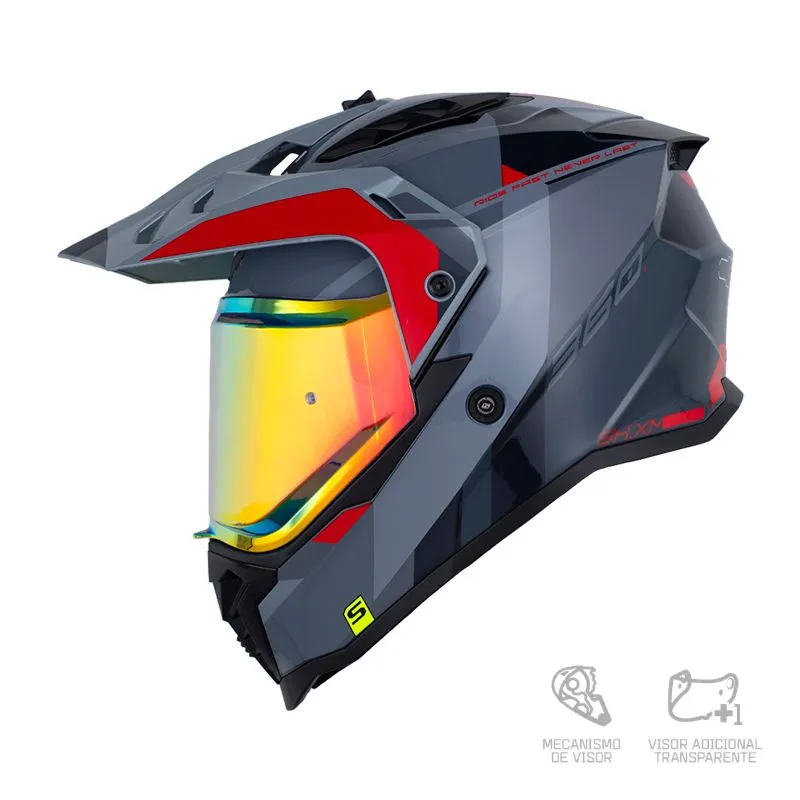 CASCO SHAFT MX360 KOSH GRIS ROJO BRILLANTE