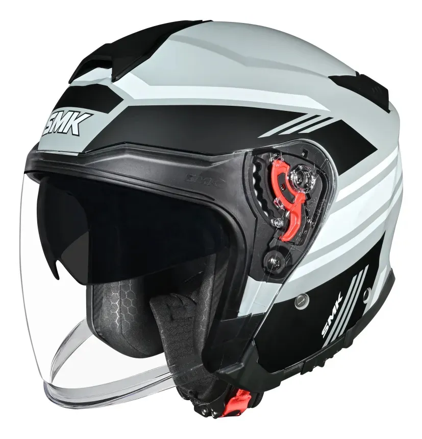 CASCO SMK GTJ MA621 GRIS NEGRO BLANCO MATE