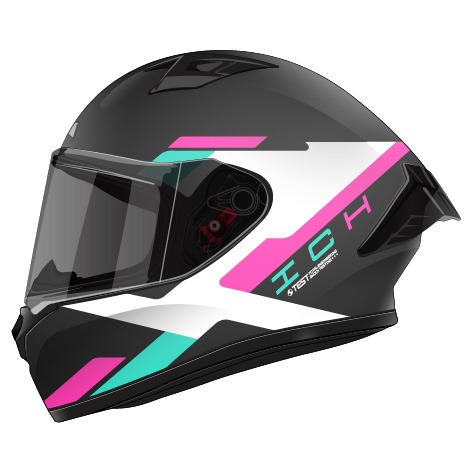 CASCO ICH 503 NASUS NEGRO BLANCO TURQUEZA BRILLANTE